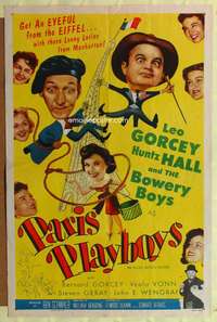 n445 PARIS PLAYBOYS one-sheet movie poster '54 Bowery Boys, Gorcey, Hall
