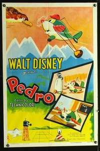 n447 PEDRO one-sheet movie poster '55 cute Walt Disney baby airplane!