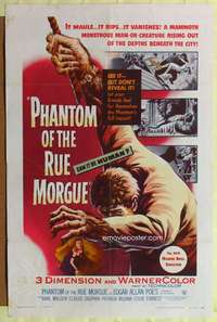 n450 PHANTOM OF THE RUE MORGUE one-sheet movie poster '54 cool 3D horror!