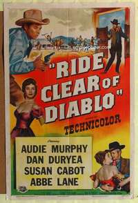 n473 RIDE CLEAR OF DIABLO one-sheet movie poster '54 Audie Murphy, Duryea