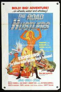 n478 ROAD HUSTLERS one-sheet movie poster '68 wheels, water & whiskey!