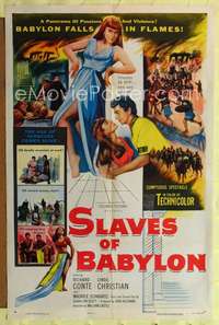 n512 SLAVES OF BABYLON one-sheet movie poster '53 sexy Linda Christian!