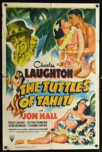n590 TUTTLES ON TAHITI one-sheet movie poster '42 Laughtonm, Jon Hall