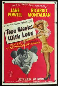 n593 TWO WEEKS WITH LOVE one-sheet movie poster '50 Jane Powell, Montalban