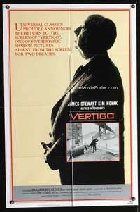 n601 VERTIGO one-sheet movie poster R83 Alfred Hitchcock, James Stewart