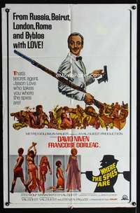 n620 WHERE THE SPIES ARE one-sheet movie poster '66 spy David Niven!