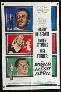 n628 WORLD, THE FLESH & THE DEVIL one-sheet movie poster '59 Belafonte