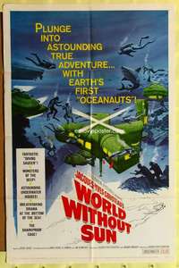 n627 WORLD WITHOUT SUN one-sheet movie poster '65 Jacques-Yves Cousteau