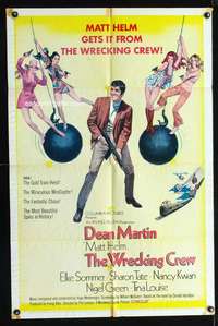 n629 WRECKING CREW one-sheet movie poster '69 Dean Martin as Matt Helm!
