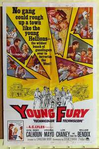 n636 YOUNG FURY one-sheet movie poster '65 Rory Calhoun, teenage gunmen!
