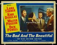 s220 BAD & THE BEAUTIFUL movie lobby card #2 '53 Lana Turner, Douglas