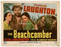 s047 BEACHCOMBER movie title lobby card R49 Charles Laughton, Maugham