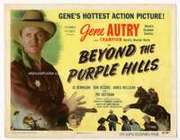 s048 BEYOND THE PURPLE HILLS movie title lobby card '50 Gene Autry western!