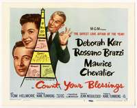 s065 COUNT YOUR BLESSINGS movie title lobby card '59 Kerr, Brazzi, Chevalier