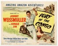 s078 FURY OF THE CONGO movie title lobby card '51 Weissmuller as Jungle Jim!