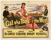 s079 GAL WHO TOOK THE WEST movie title lobby card '49 Yvonne De Carlo