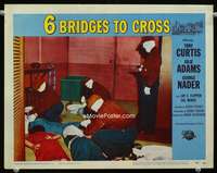 s175 6 BRIDGES TO CROSS movie lobby card '55 wacky masked hold-up!