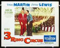 v171 3 RING CIRCUS movie lobby card #2 '54 Dean Martin & Jerry Lewis!