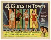 v015 4 GIRLS IN TOWN movie title lobby card '56 sexy Julie Adams plus 3!