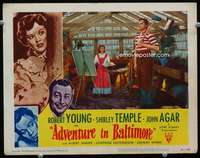 v182 ADVENTURE IN BALTIMORE movie lobby card '49 cute Shirley Temple!