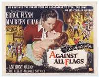 v020 AGAINST ALL FLAGS movie title lobby card '52 Errol Flynn,Maureen O'Hara