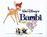 v027 BAMBI movie title lobby card R82 Walt Disney deer cartoon classic!