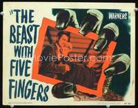 v218 BEAST WITH FIVE FINGERS movie lobby card '47 Peter Lorre, Alda