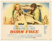 v036 BORN FREE movie title lobby card '66 McKenna & Travers with lion!