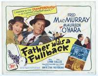 v062 FATHER WAS A FULLBACK movie title lobby card '49 O'Hara, football!