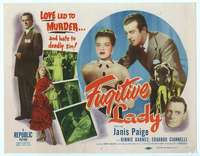 v068 FUGITIVE LADY movie title lobby card '51 Janis Paige, Ciannelli