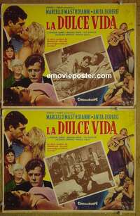 y331 LA DOLCE VITA 2 Mexican movie lobby cards '61 Federico Fellini
