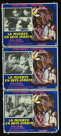 y316 LA MORT EN CE JARDIN 3 Mexican movie lobby cards '56 Luis Bunuel