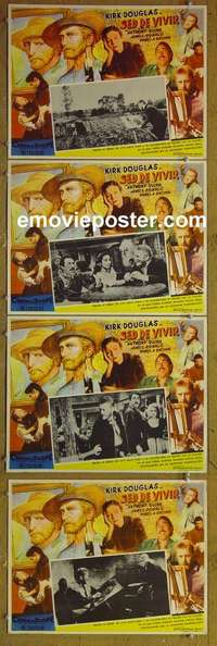 y309 LUST FOR LIFE 4 Mexican movie lobby cards '56 Douglas as Van Gogh!
