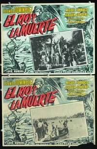 y328 EL RIO Y LA MUERTE 2 Mexican movie lobby cards '54 Luis Bunuel