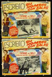 y335 SHOTGUN 2 Mexican movie lobby cards '55 De Carlo sexy western!