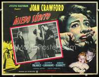y418 SUDDEN FEAR Mexican movie lobby card '52 Joan Crawford, Palance