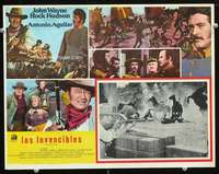 y429 UNDEFEATED Mexican movie lobby card '69 John Wayne, Rock Hudson