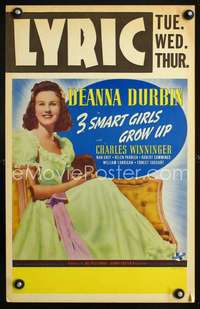 y011 3 SMART GIRLS GROW UP movie window card '39 pretty Deanna Durbin!