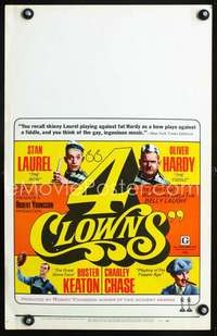 y013 4 CLOWNS movie window card '70 Laurel & Hardy, Buster Keaton