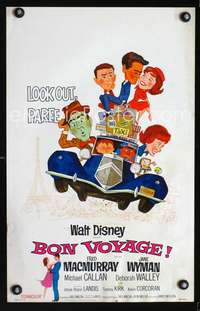 y028 BON VOYAGE movie window card '62 Walt Disney, MacMurray, Wyman