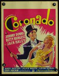 y045 CORONADO movie window card '35 Johnny Downs, sexy Betty Burgess!