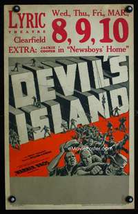 y055 DEVIL'S ISLAND movie window card '39 Boris Karloff, cool art!