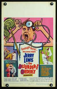 y058 DISORDERLY ORDERLY movie window card '65 wacky Jerry Lewis!