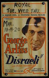 y059 DISRAELI movie window card '29 George Arliss, Joan Bennett