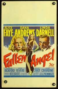 y067 FALLEN ANGEL movie window card '45 Alice Faye, Andrews, Darnell