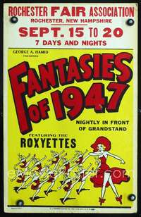 y072 FANTASIES OF 1947 movie window card '47 art of The Roxyettes!