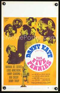 y076 FIVE PENNIES movie window card '59 Danny Kaye, Louis Armstrong
