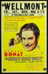 y087 GHOST GOES WEST movie window card '35 Robert Donat, Rene Clair