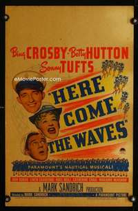 y096 HERE COME THE WAVES movie window card '44 Bing Crosby, Hutton