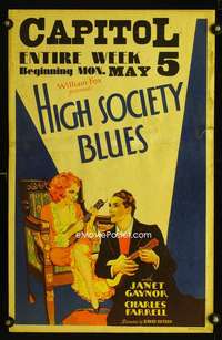 y097 HIGH SOCIETY BLUES movie window card '30 Janet Gaynor, Farrell